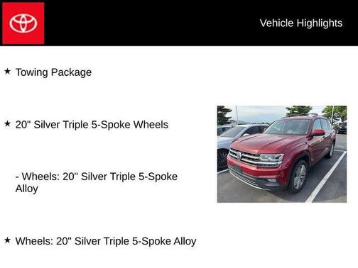 Fortana Red 2019 Volkswagen Atlas 3.6L SE w/Technology
