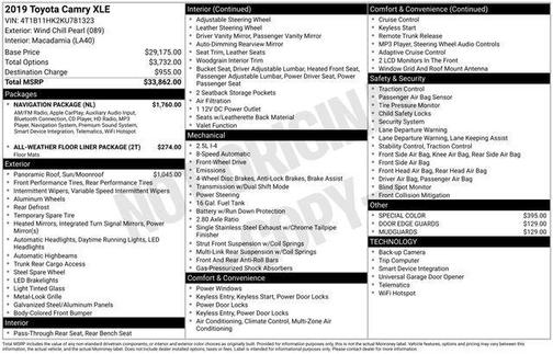 Super White 2019 Toyota Camry XLE