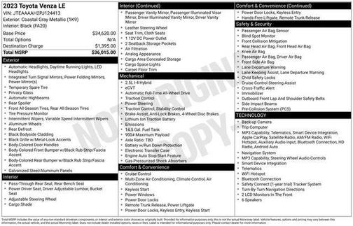 Coastal Gray Metallic 2023 Toyota Venza LE