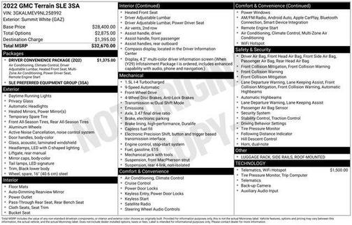 Summit White 2022 GMC Terrain SLE