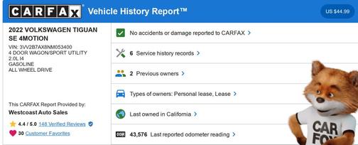 2022 Volkswagen Tiguan 2.0T SE 4MOTION