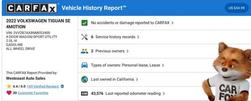 2022 Volkswagen Tiguan 2.0T SE 4MOTION