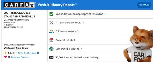 2021 Tesla Model 3 Standard Range Plus