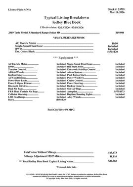 2019 Tesla Model 3 Standard Range Plus