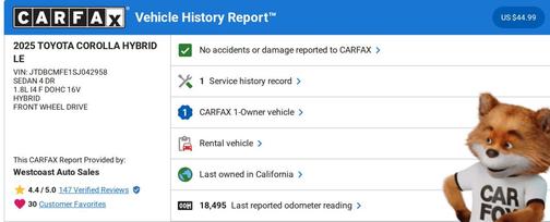 2025 Toyota Corolla Hybrid LE