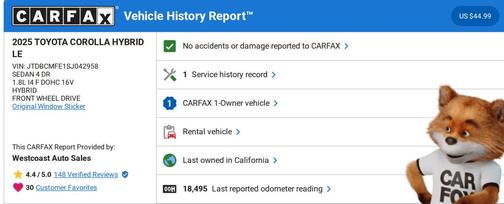 2025 Toyota Corolla Hybrid LE