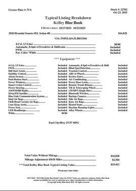 2020 Hyundai SONATA SEL