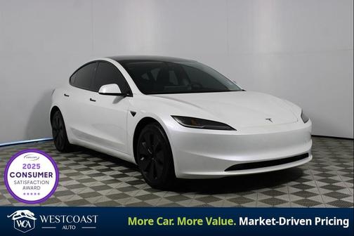 Pearl White Multi-Coat 2025 Tesla Model 3 Long Range