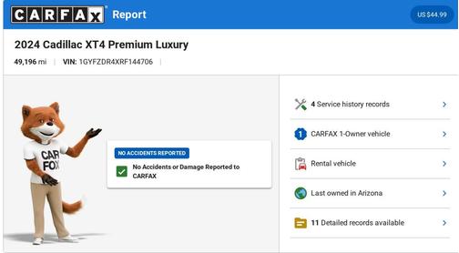 Argent Silver Metallic 2024 Cadillac XT4 Premium Luxury