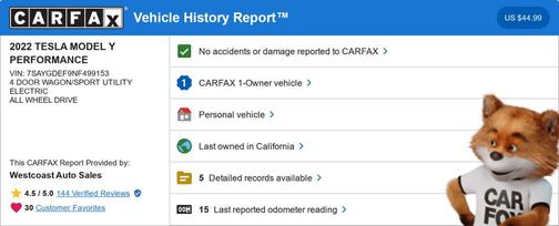 2022 Tesla Model Y Performance Dual Motor All-Wheel Drive