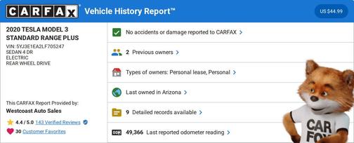 2020 Tesla Model 3 Standard Range Plus