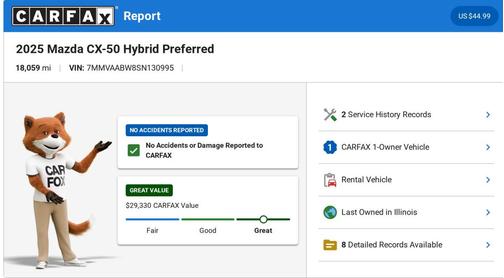 Ingot Blue Metallic 2025 Mazda CX-50 Hybrid Preferred Package
