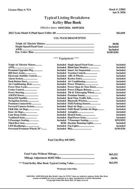 Deep Blue Metallic 2022 Tesla Model X Plaid Tri Motor All-Wheel Drive