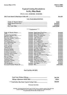 2022 Tesla Model X Plaid Tri Motor All-Wheel Drive