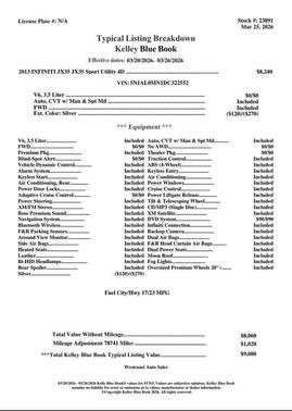 Liquid Platinum 2013 INFINITI JX35 Base