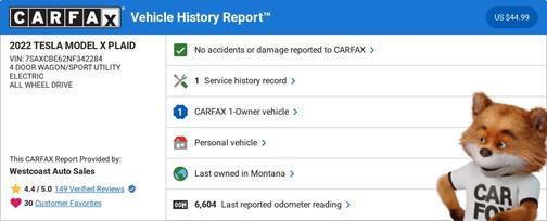 2022 Tesla Model X Plaid Tri Motor All-Wheel Drive