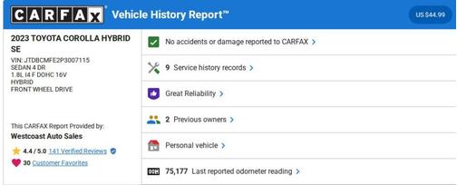 2023 Toyota Corolla Hybrid SE