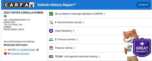 2023 Toyota Corolla Hybrid SE