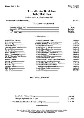 2023 Toyota Corolla Hybrid SE