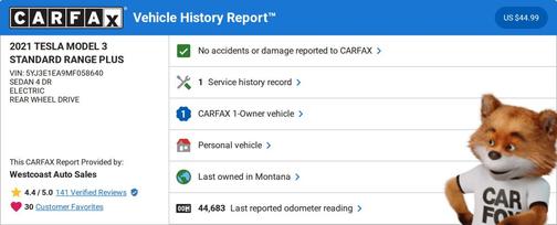 2021 Tesla Model 3 Standard Range Plus