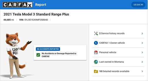 2021 Tesla Model 3 Standard Range Plus