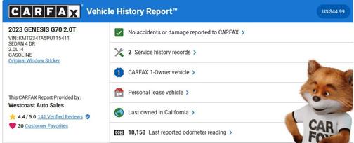 2023 Genesis G70 2.0T RWD
