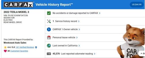 2022 Tesla Model 3 Standard Range