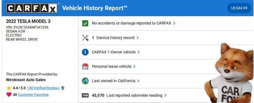 2022 Tesla Model 3 Standard Range