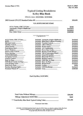 2025 Genesis G70 2.5T RWD