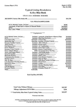 Alpine White 2023 BMW 530e Base