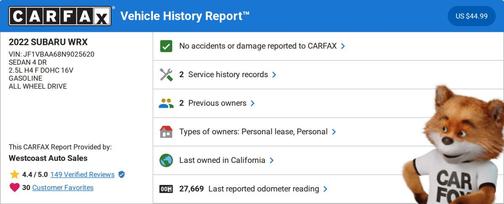 2022 Subaru WRX Base
