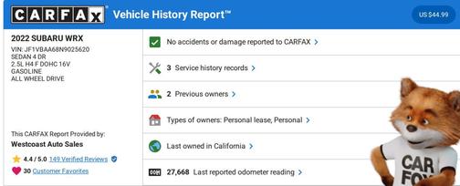 2022 Subaru WRX Base