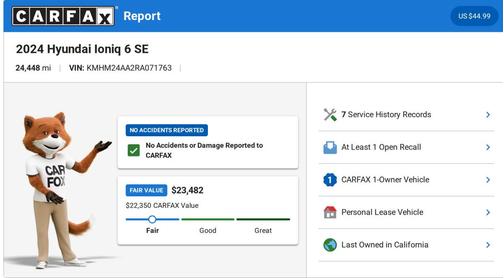 Serenity White 2024 Hyundai IONIQ 6 SE