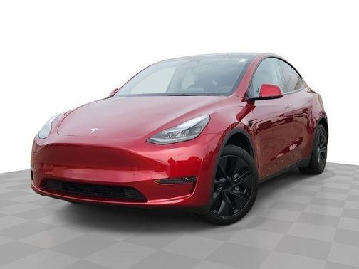 Red 2025 Tesla Model Y Long Range
