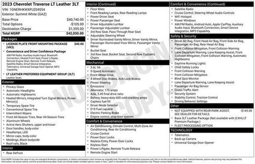 Summit White 2023 Chevrolet Traverse LT Leather
