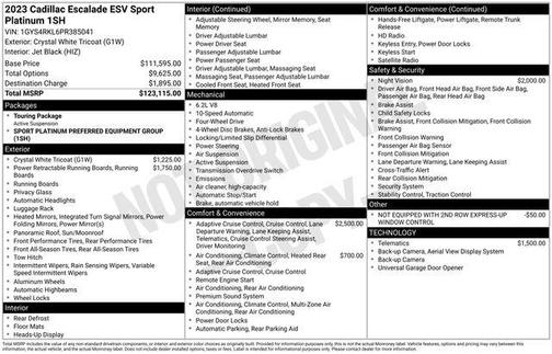 Crystal White Tricoat 2023 Cadillac Escalade ESV Sport Platinum