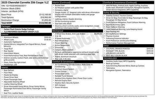 Black 2025 Chevrolet Corvette Z06
