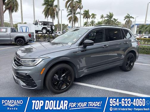 Platinum Gray Metallic 2023 Volkswagen Tiguan 2.0T SE R-Line Black