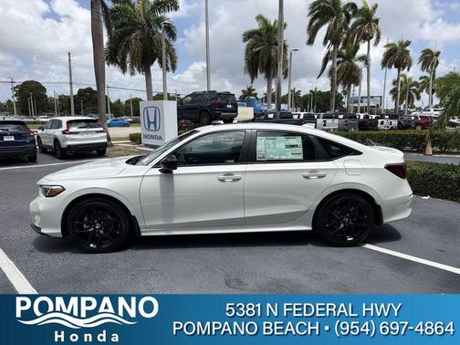 Platinum White Pearl 2026 Honda Civic Hybrid Sport