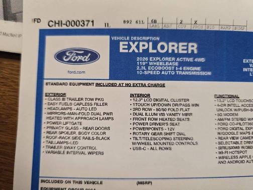 2026 Ford Explorer Active AWD 4dr SUV