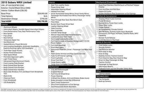 2015 Subaru WRX Limited
