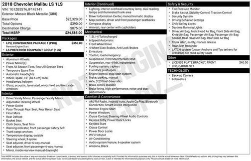 2018 Chevrolet Malibu 1LS