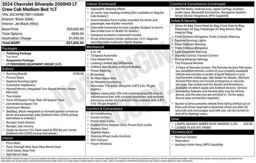 Black 2024 Chevrolet Silverado 2500 LT