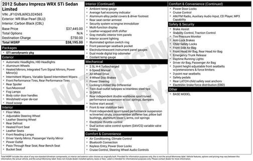 2012 Subaru Impreza WRX STi Limited