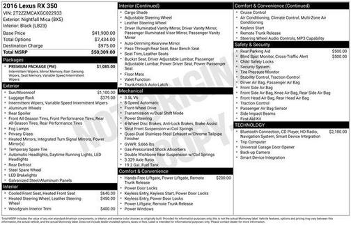 Nightfall Mica 2016 Lexus RX 350 Base
