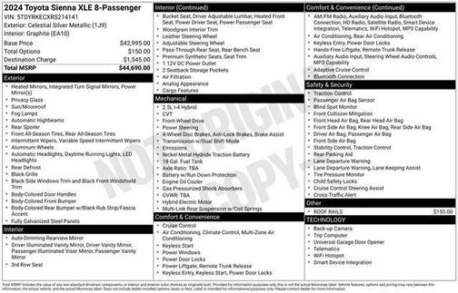 Celestial Silver Metallic 2024 Toyota Sienna XLE