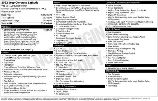 Diamond Black Crystal Pearlcoat 2022 Jeep Compass Latitude