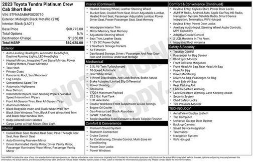 Midnight Black Metallic 2023 Toyota Tundra Platinum