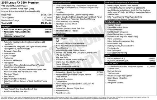 2025 Lexus RX 350 Premium