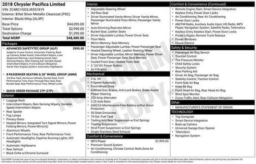 2018 Chrysler Pacifica Limited